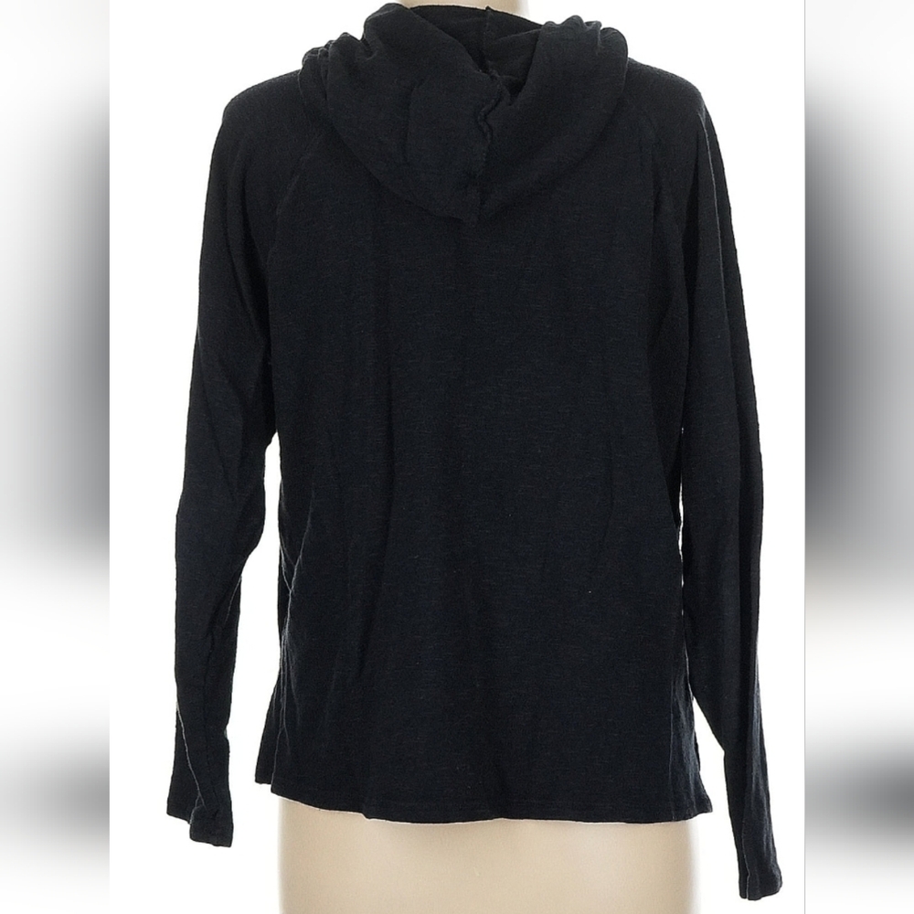 aerie Black Long-Sleeve Hooded Knit Sweatshirt - Picture 2 of 5